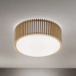 ORION Loftlamper>Loftlampe Tarta, Ø 50 cm, træ, tekstildiffusor, 4 x E27