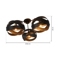 Loftlampe Tornado sort 3 lyskilder^Euluna