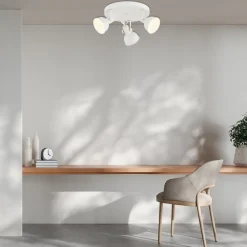 Argon Loftlampe Trogir, beige, 3 lyskilder, stål, Ø 30 cm