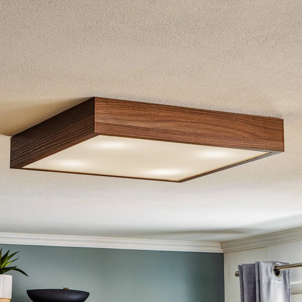 Argon Loftlampe Tromsö, valnød, 50 x 50 cm, træ/glas