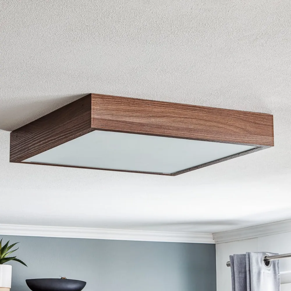 Argon Loftlampe Tromsö, valnød, 50 x 50 cm, træ/glas