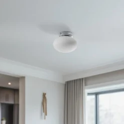 Domiluce Loftlampe Ufo, krom/hvid, Ø 18 cm, glas, G9