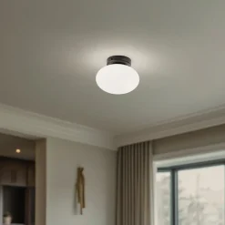 Domiluce Loftlampe Ufo, sort/hvid, Ø 18 cm, glas, G9