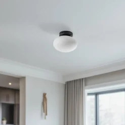 Domiluce Loftlampe Ufo, sort/hvid, Ø 18 cm, glas, G9