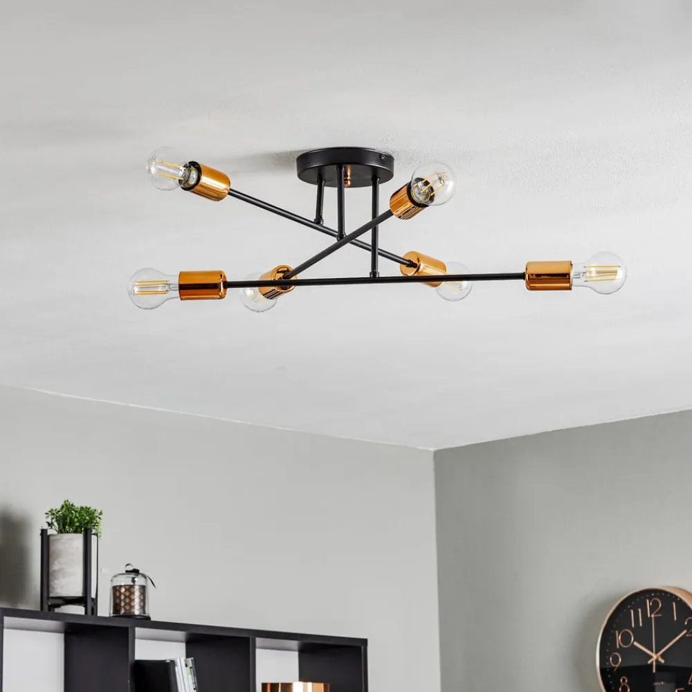 Loftlampe Veken 6B i sort og kobber^EMIBIG LIGHTING Online