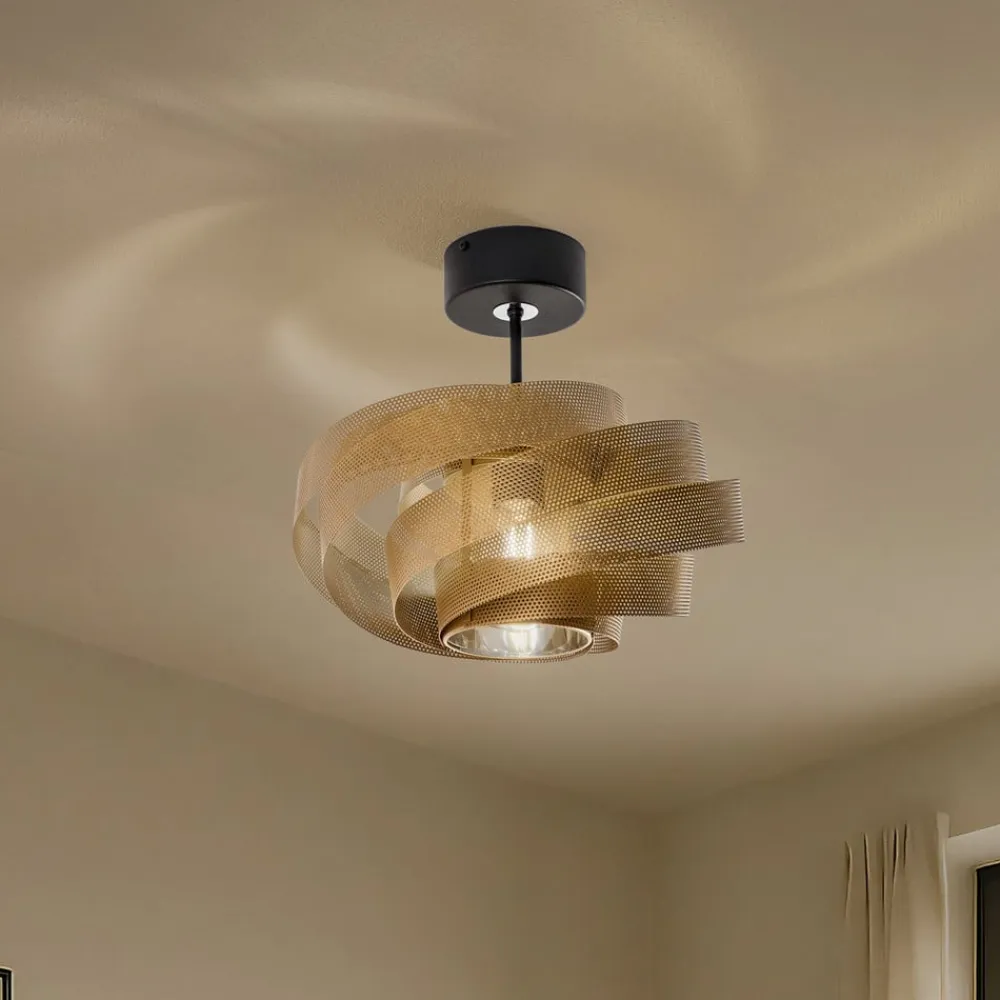 Loftlampe Vento, sort/guld, metal, Ø 40 cm, E27^Domiluce