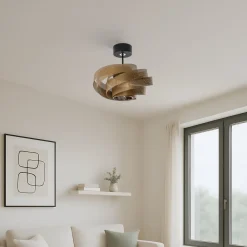 Loftlampe Vento, sort/guld, metal, Ø 40 cm, E27^Domiluce