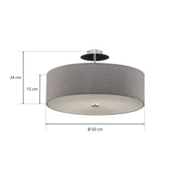 Nowodvorski Lighting Loftlampe Viviane med tekstilskærm, grå