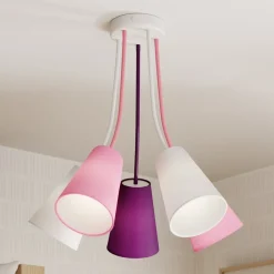 Loftlampe Wire Kids 5 lyskilder, hvid/pink/violet^TK Lighting Hot