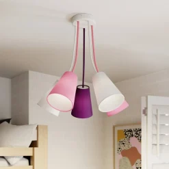 Loftlampe Wire Kids 5 lyskilder, hvid/pink/violet^TK Lighting Hot