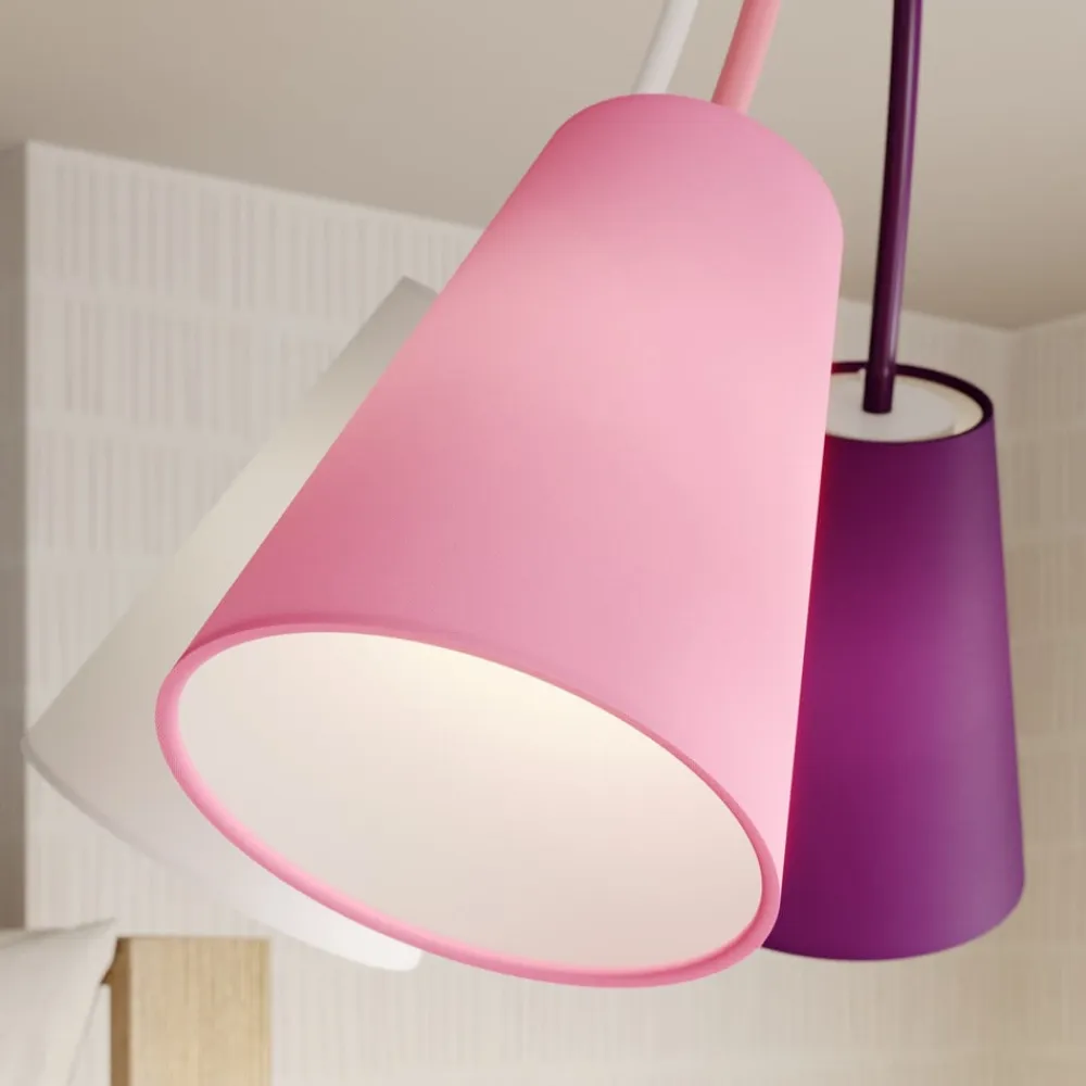 Loftlampe Wire Kids 5 lyskilder, hvid/pink/violet^TK Lighting Hot