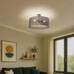 Domiluce Loftlampe Zofia, kaffebrun, metal, Ø 50 cm, 3 lyskilder, E27