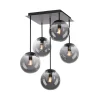 JUST LIGHT. GmbH Loftslampe Big Widow, glaskugler, fem flammer