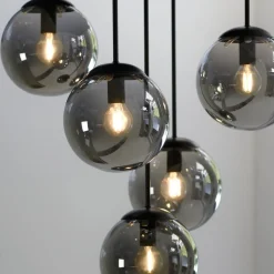 JUST LIGHT. GmbH Loftslampe Big Widow, glaskugler, fem flammer