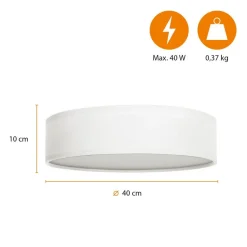 Smartwares Loftslampe Ceiling Dream, Ø 40 cm, tekstil, hvid