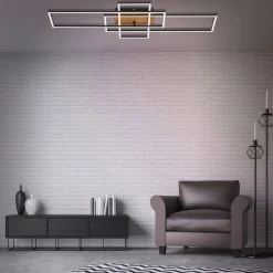 Loftslampe Frame CCT, fjernbetjening, sort/træ^Briloner Hot