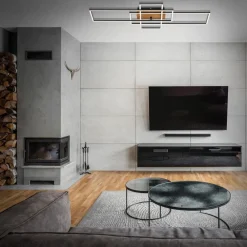 Loftslampe Frame CCT, fjernbetjening, sort/træ^Briloner Hot