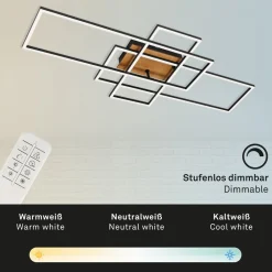 Loftslampe Frame CCT, fjernbetjening, sort/træ^Briloner Hot