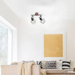 JUST LIGHT. GmbH Loftlamper>Loftslampe Jaro justerbar sort/træ 2-lys