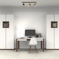 Eko-Light Spotlights>Loftspot Baron, 3 lyskilder, sort/træ