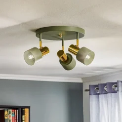 Argon Loftspot Destin, 3 lyskilder grøn/messing