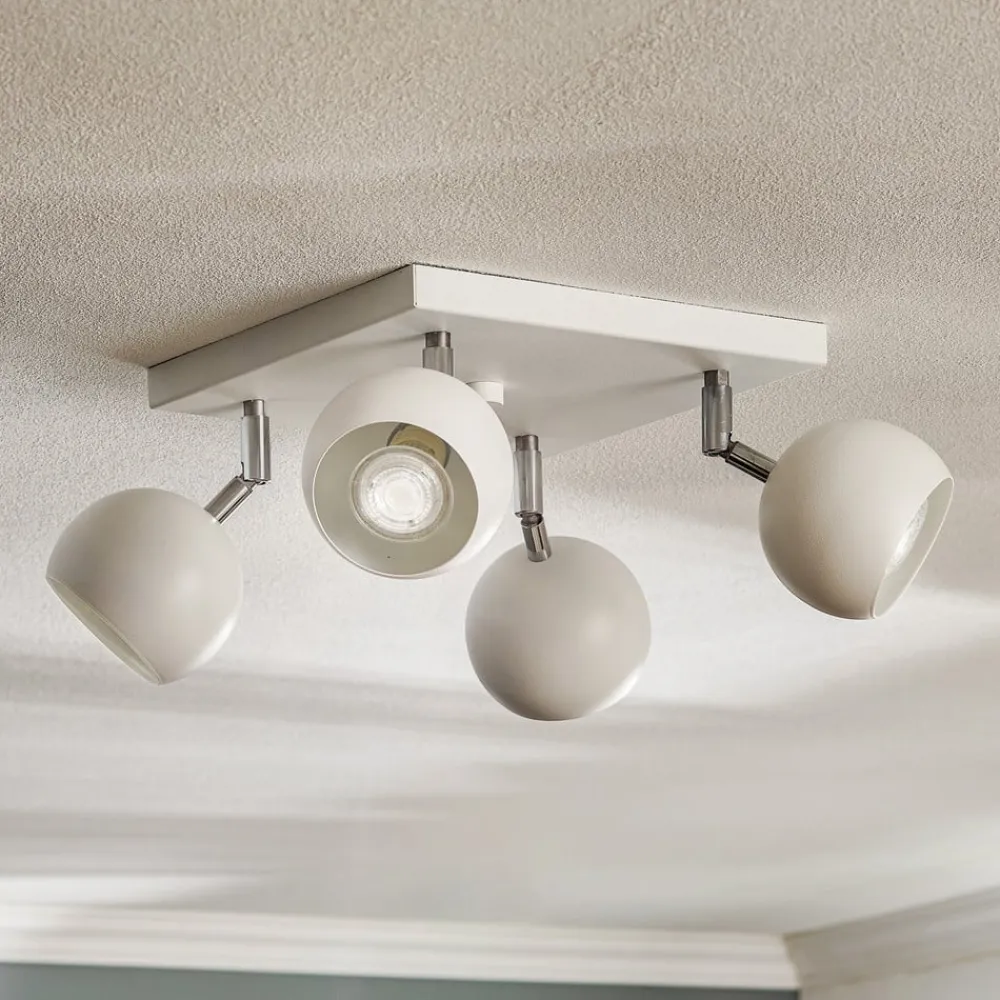 SOLLUX LIGHTING Loftspot Flame, hvid, 4 lyskilder, firkantet