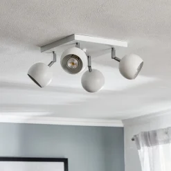 SOLLUX LIGHTING Loftspot Flame, hvid, 4 lyskilder, firkantet