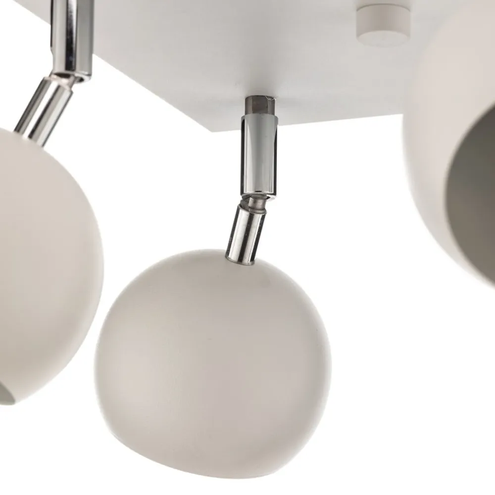 SOLLUX LIGHTING Loftspot Flame, hvid, 4 lyskilder, firkantet