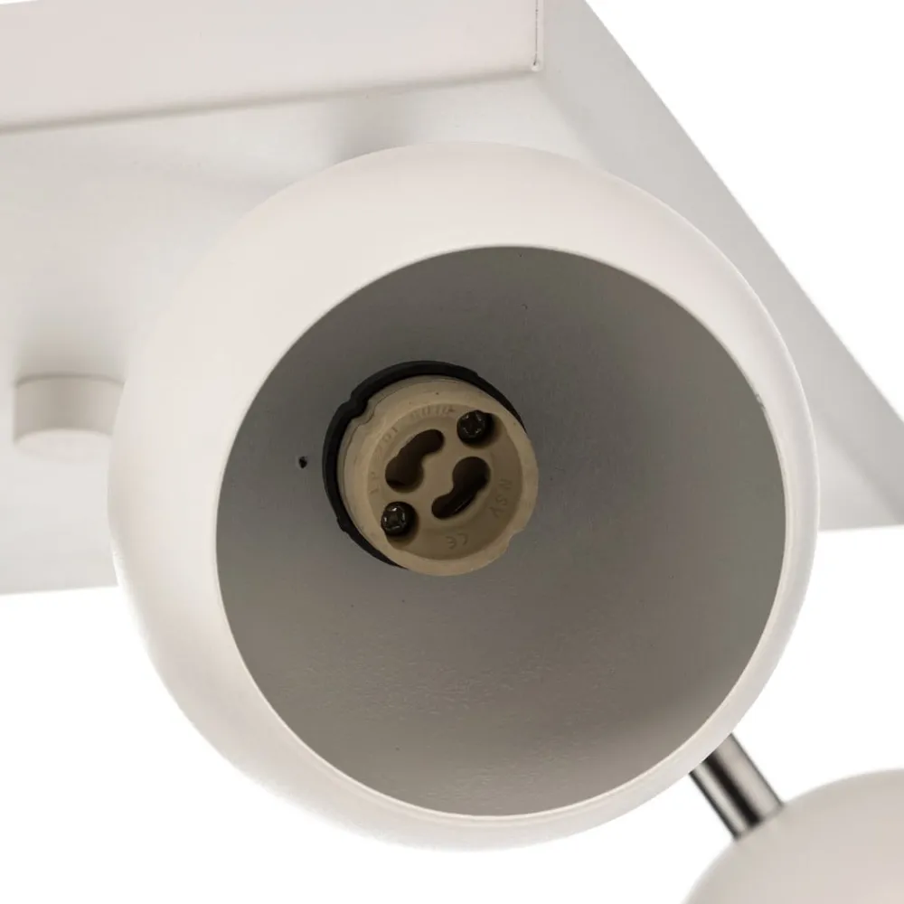 SOLLUX LIGHTING Loftspot Flame, hvid, 4 lyskilder, firkantet