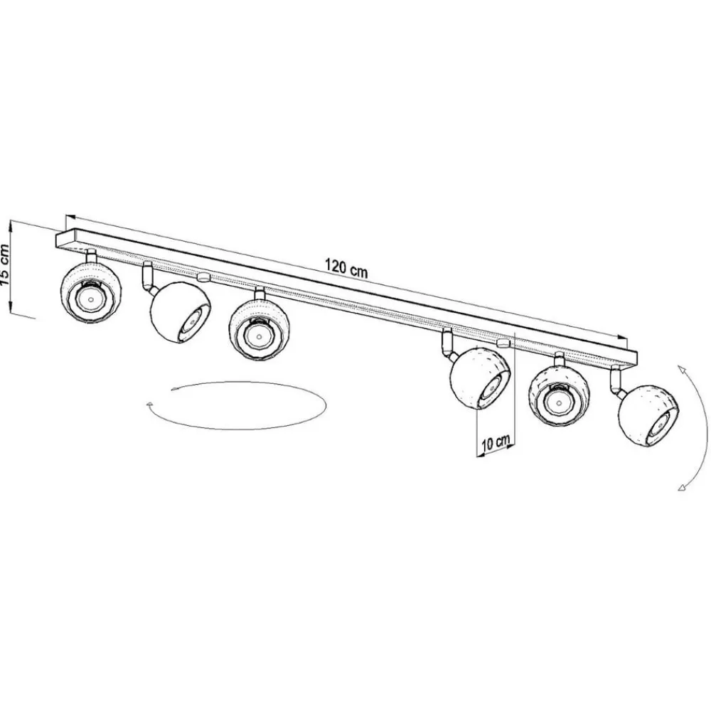 SOLLUX LIGHTING Loftlamper|Spotlights>Loftspot Flame, sort, 6 lyskilder