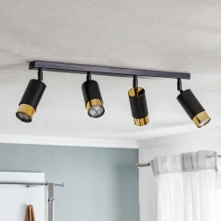 EMIBIG LIGHTING Loftlamper|Spotlights>Loftspot Kumo sort/guld med 4 lyskilder