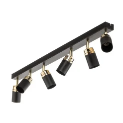 Loftspot Reno, 6 lyskilder, sort/guld^Luminex Hot
