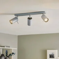 SOLLUX LIGHTING Loftspot Round, grå, 3 lyskilder lineær