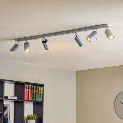 SOLLUX LIGHTING Loftlamper|Spotlights>Loftspot Round, grå, 6 lyskilder lineær