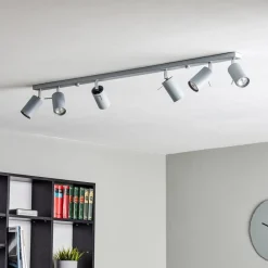 SOLLUX LIGHTING Loftlamper|Spotlights>Loftspot Round, grå, 6 lyskilder lineær