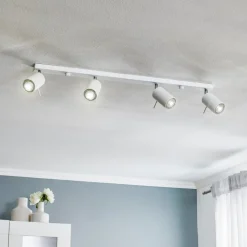 SOLLUX LIGHTING Loftspot Round, hvid, 4 lyskilder lineær