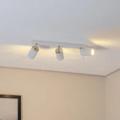 SOLLUX LIGHTING Loftspot Round, hvid, 3 lyskilder lineær