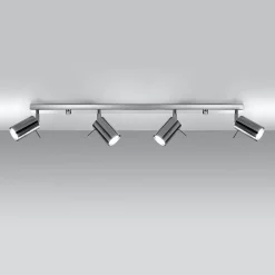 SOLLUX LIGHTING Loftspot Round, krom, 4 lyskilder lineær