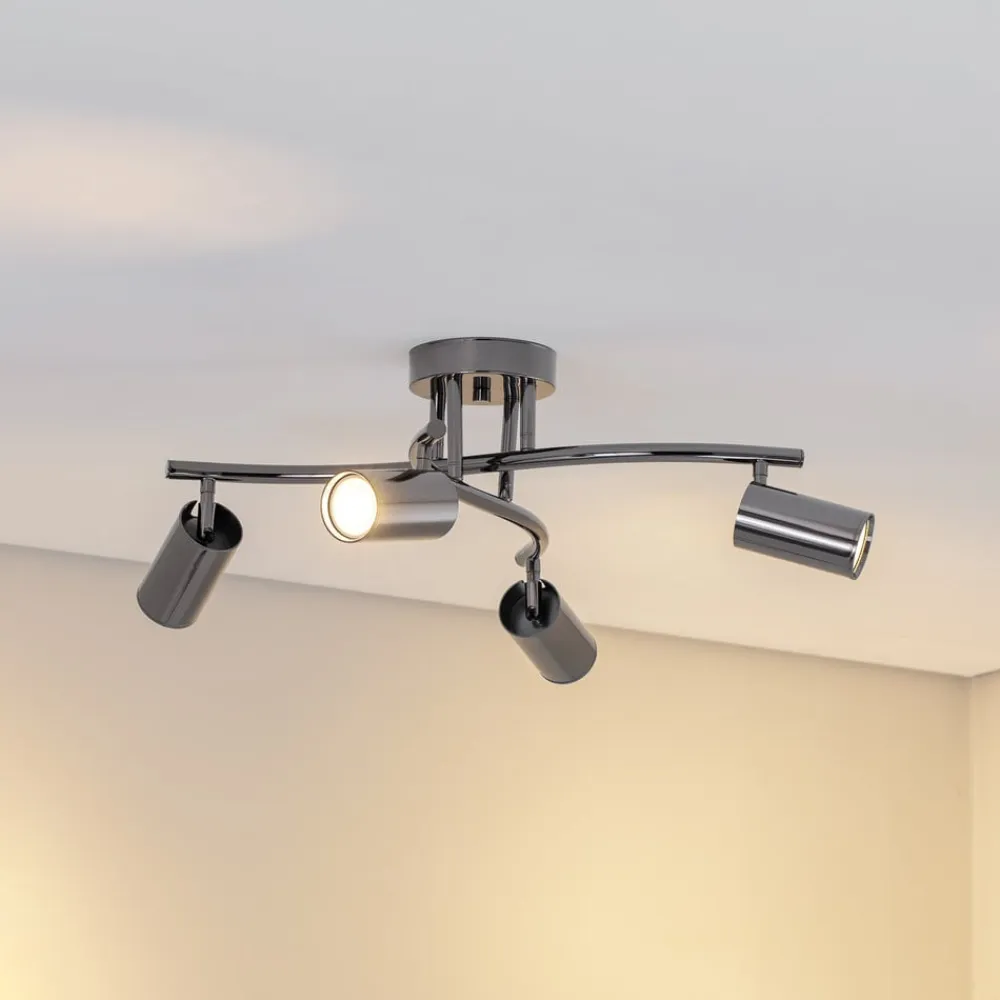 Lucea Loftspot, sort-krom, 4 lyskilder