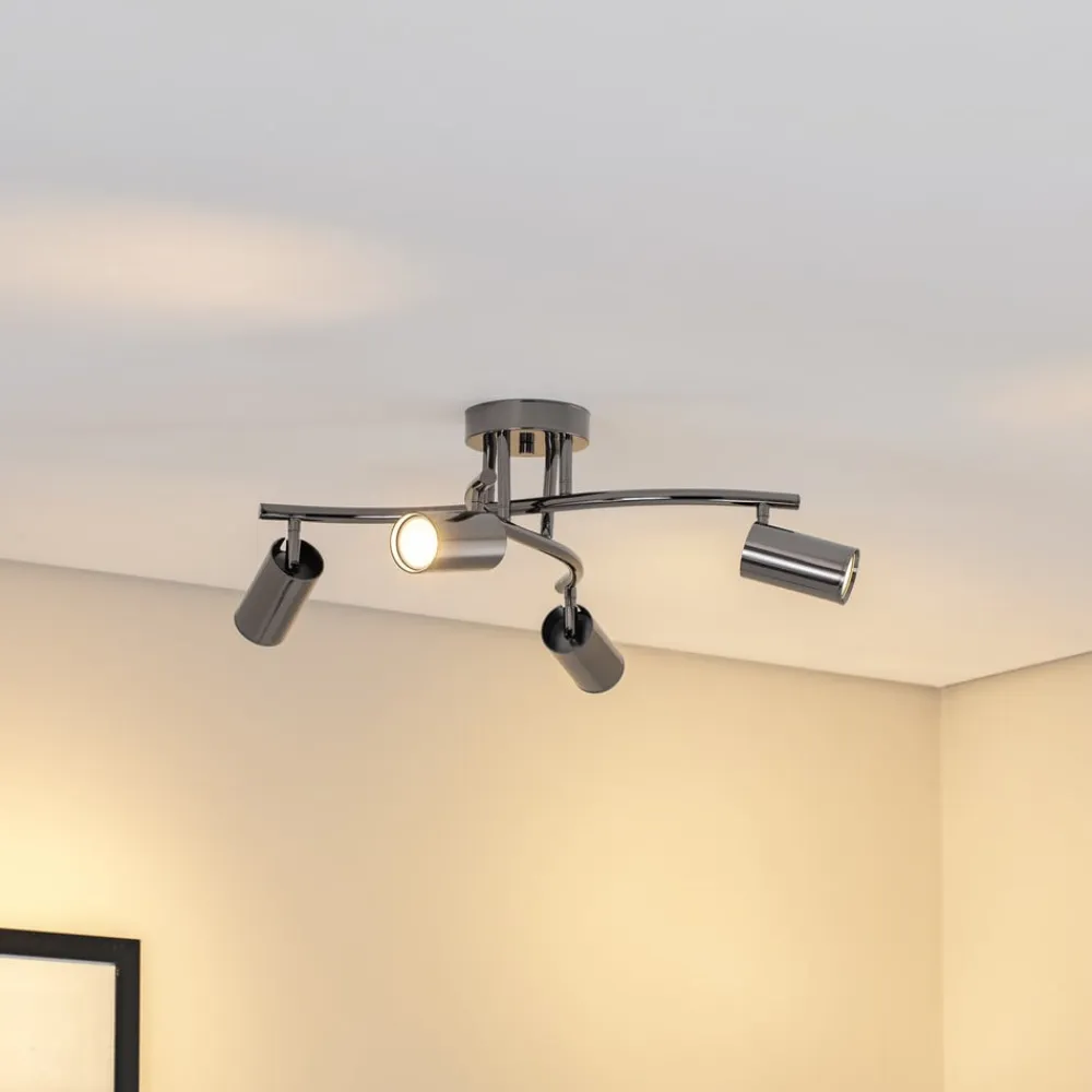 Lucea Loftspot, sort-krom, 4 lyskilder