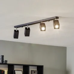 Loftspot Square, sort, 4 lyskilder lineært^SOLLUX LIGHTING Outlet