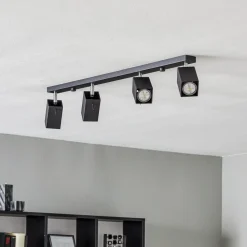 Loftspot Square, sort, 4 lyskilder lineært^SOLLUX LIGHTING Outlet