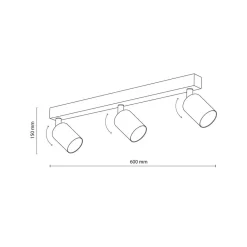 TK Lighting Loftspot Top, justerbar, brun, 3 lyskilder lineær