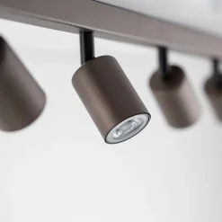 TK Lighting Loftspot Top, justerbar, brun, 8 lyskilder lineær