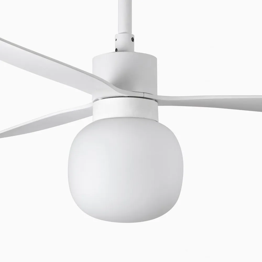 FARO BARCELONA Loftventilator Amelia Ball, LED-lampe, hvid