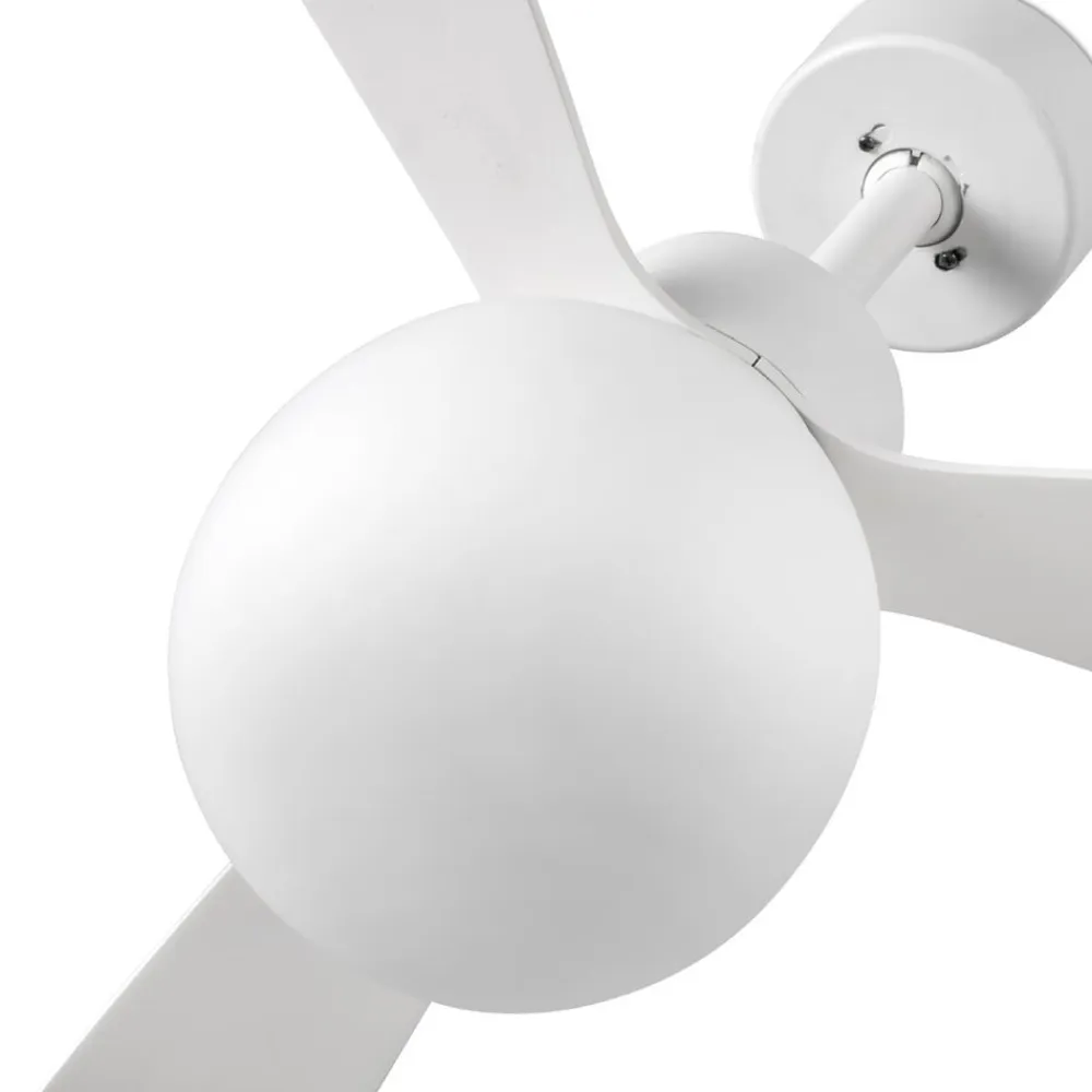 FARO BARCELONA Loftventilator Amelia Ball, LED-lampe, hvid