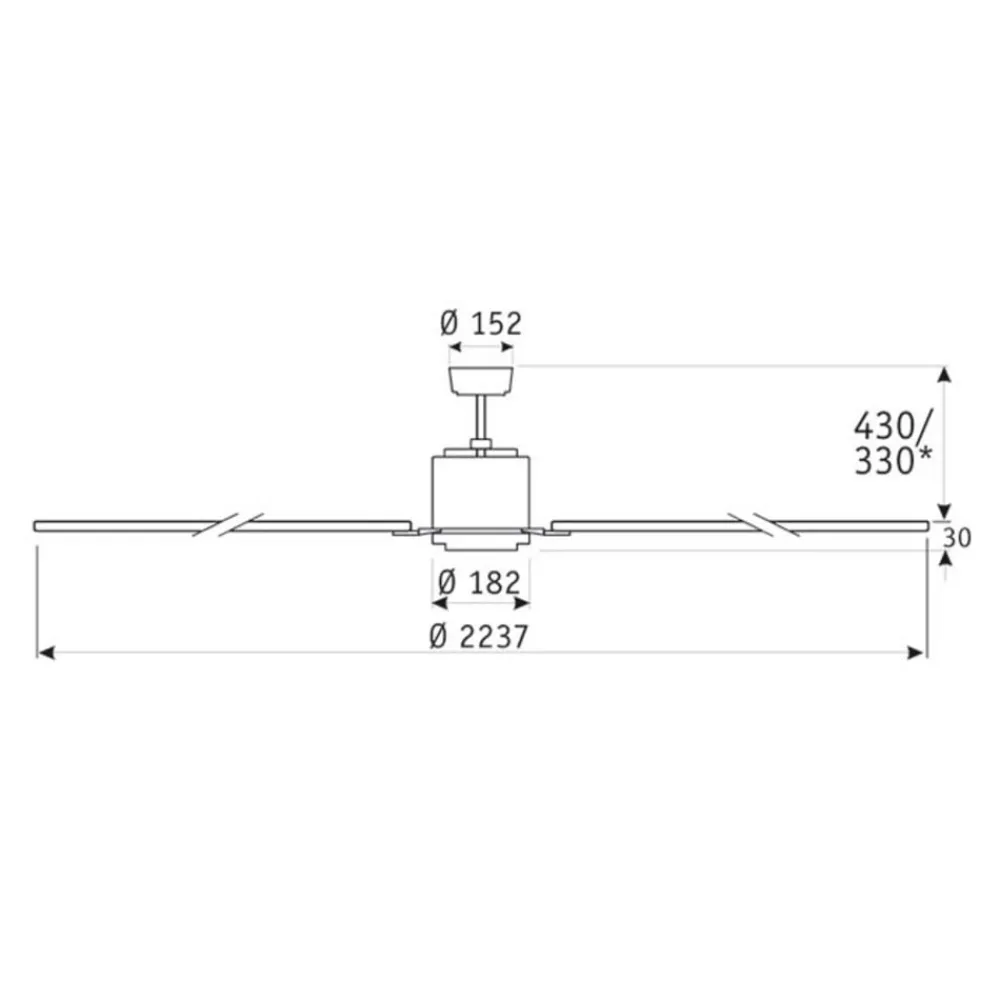 CasaFan Loftventilatorer>Loftventilator Big Smooth Eco 220 cm titaniumsølv