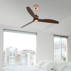 FARO BARCELONA Loftventilator Just Fan kobber valnød