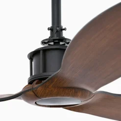 Loftventilator Just Fan M, sort/mørkt træ^FARO BARCELONA Online