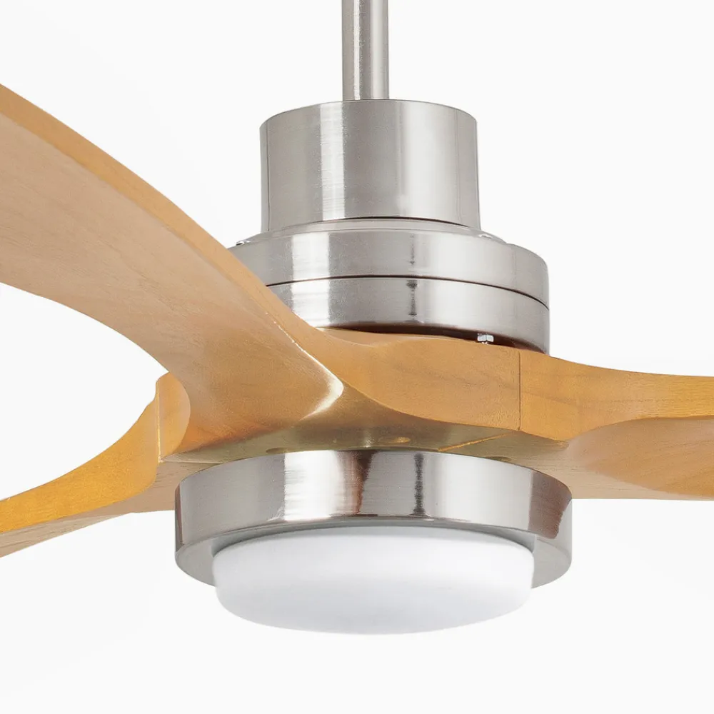 Loftventilator Lantau L LED nikkel/lys fyrretræ^FARO BARCELONA Outlet